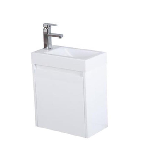 PVC Wall Hung Vanity with Poly Top - Right Hand Hinge, 450*250*525mm, Gloss White
