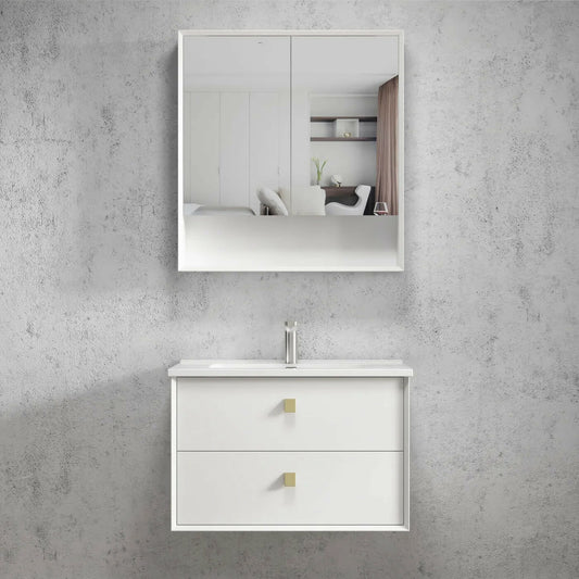 Boston Bevel Edge Wall Hung Vanity - Matte White - 750mm