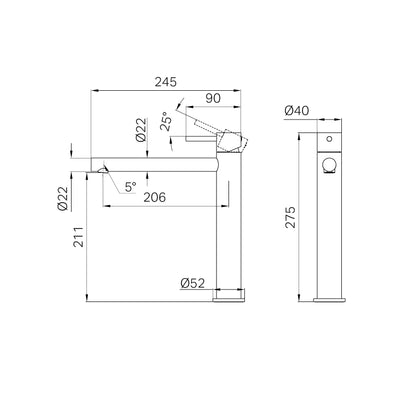 Dolce II Tall Basin Mixer Brushed Nickel