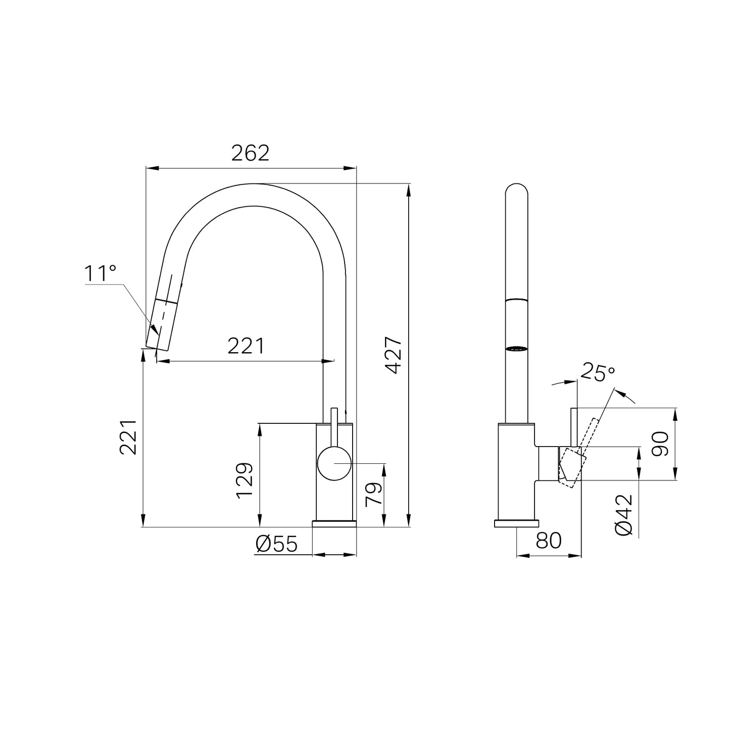 Dolce II Pull Out Sink Mixer Gun Metal