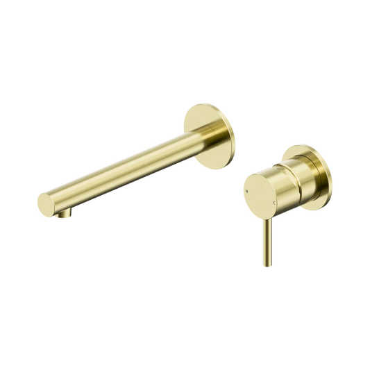 Nero Dolce II Wall Basin/Bath Mixer Separate Back Plate Brushed Gold