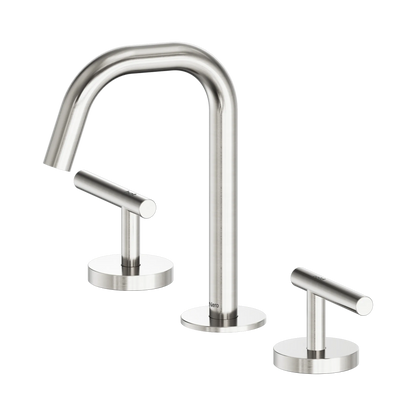 Mecca Lever Basin Set Edge Spout Brushed Nickel