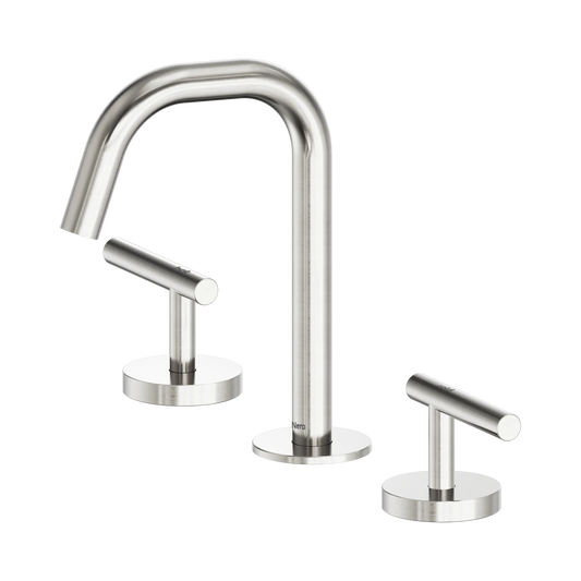 Mecca Lever Basin Set Edge Spout Brushed Nickel