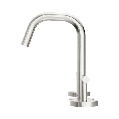 Mecca Lever Basin Set Edge Spout Brushed Nickel