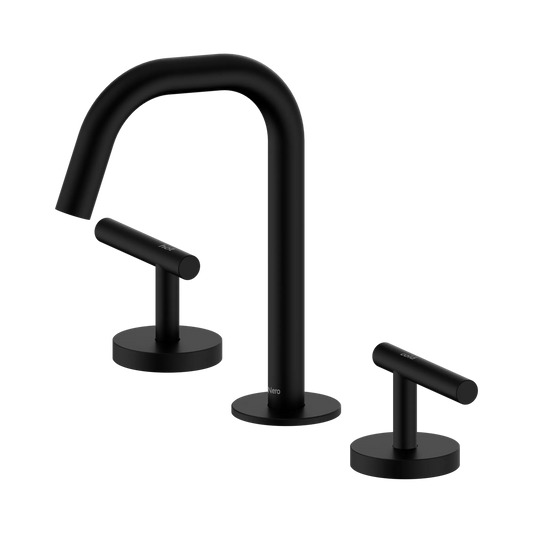 Mecca Lever Basin Set Edge Spout Matte Black