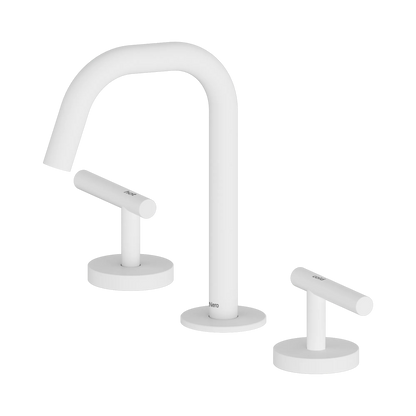 Mecca Lever Basin Set Edge Spout Matte White