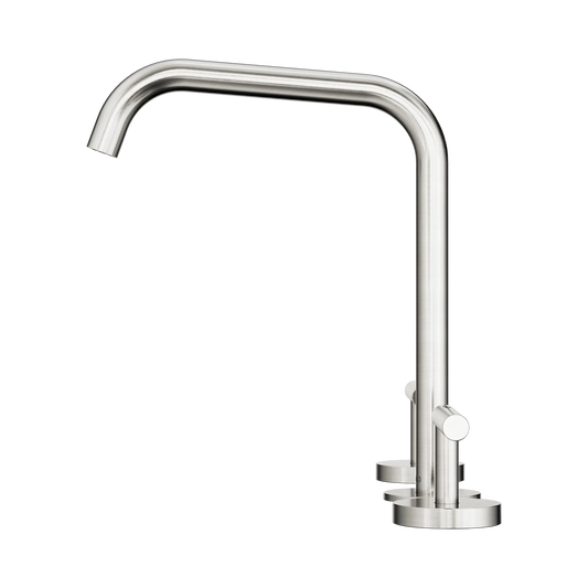 Mecca Lever Bath/Kitchen Set Edge Spout Brushed Nickel