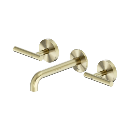Nero Mecca Lever Wall Basin/Bath Set 160mm Spout Brushed Gold
