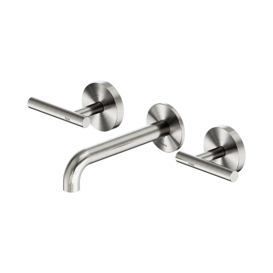 Mecca Lever Wall Basin/Bath Set 160mm Spout Brushed Nickel