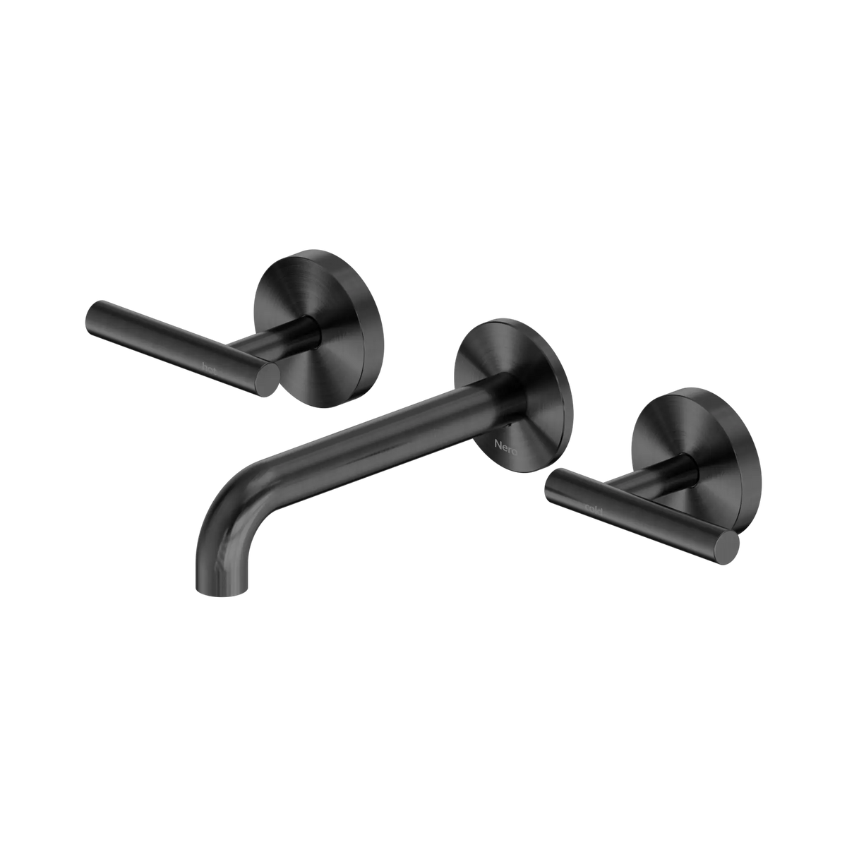 Nero Mecca Lever Wall Basin/Bath Set 160mm Spout Gun Metal