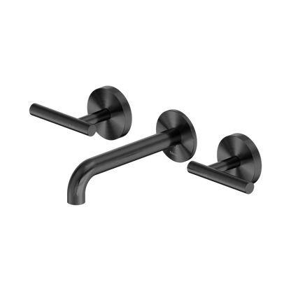 Nero Mecca Lever Wall Basin/Bath Set 160mm Spout Gun Metal
