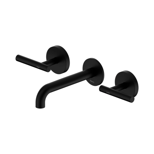 Mecca Lever Wall Basin/Bath Set 160mm Spout Matte Black
