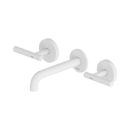 Nero Mecca Lever Wall Basin/Bath Set 160mm Spout Matte White