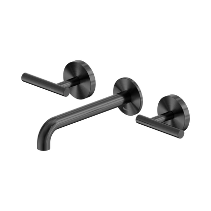 Mecca Lever Wall Basin/Bath Set 185mm Spout Gun Metal