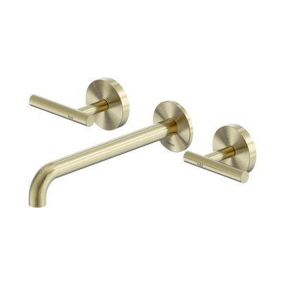 Nero Mecca Lever Wall Basin/Bath Set 220mm Spout Brushed Gold