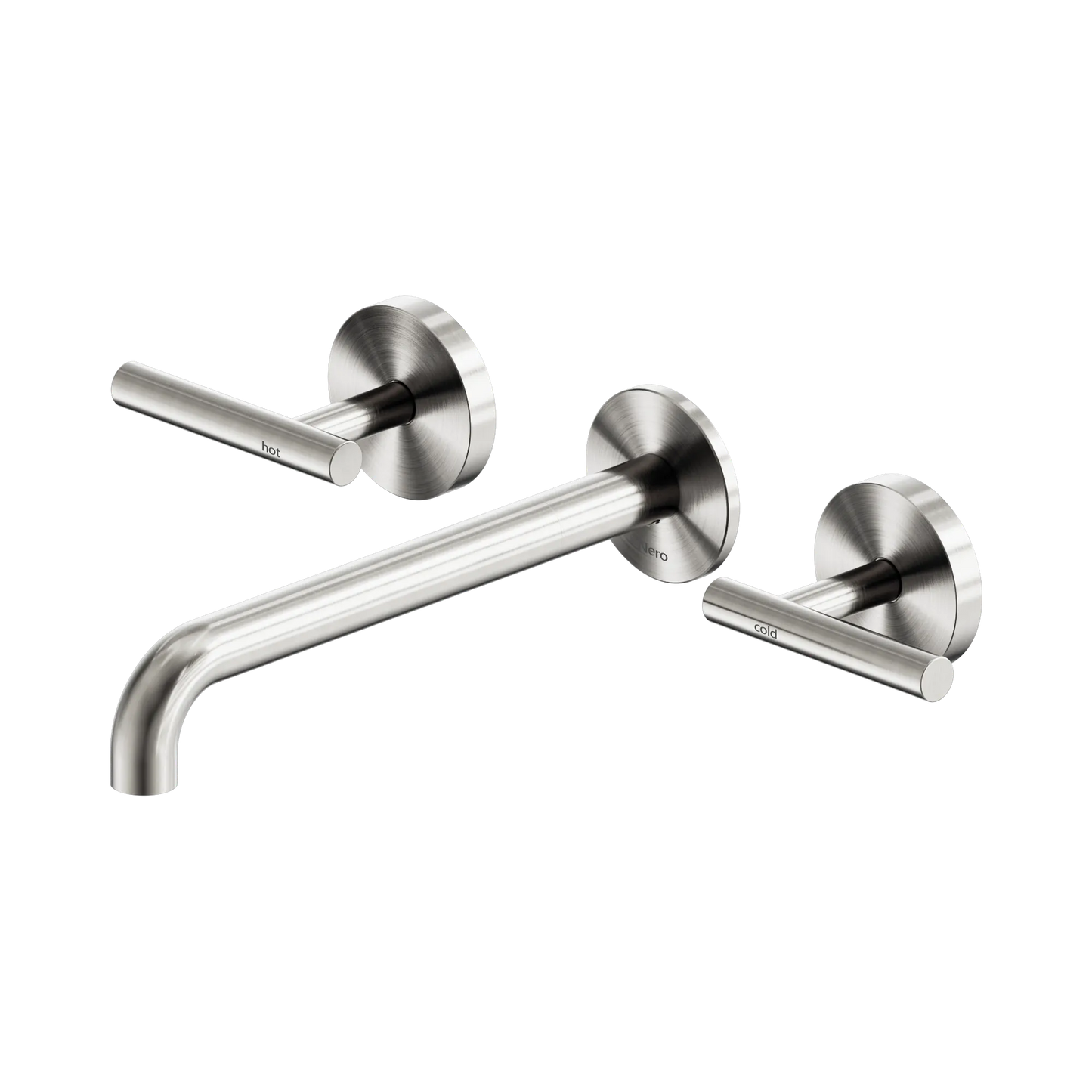 Mecca Lever Wall Basin/Bath Set 220mm Spout Brushed Nickel