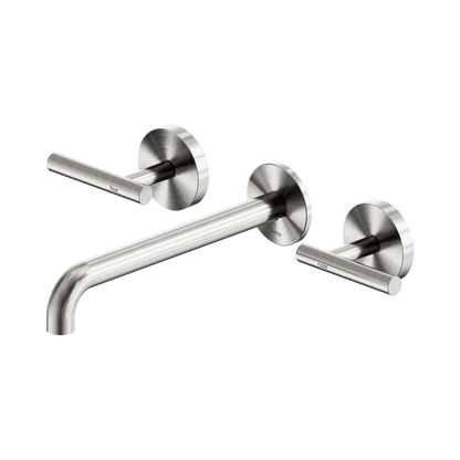 Mecca Lever Wall Basin/Bath Set 220mm Spout Brushed Nickel