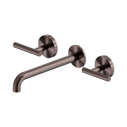 Nero Mecca Lever Wall Basin/Bath Set 220mm Spout Brushed Bronze