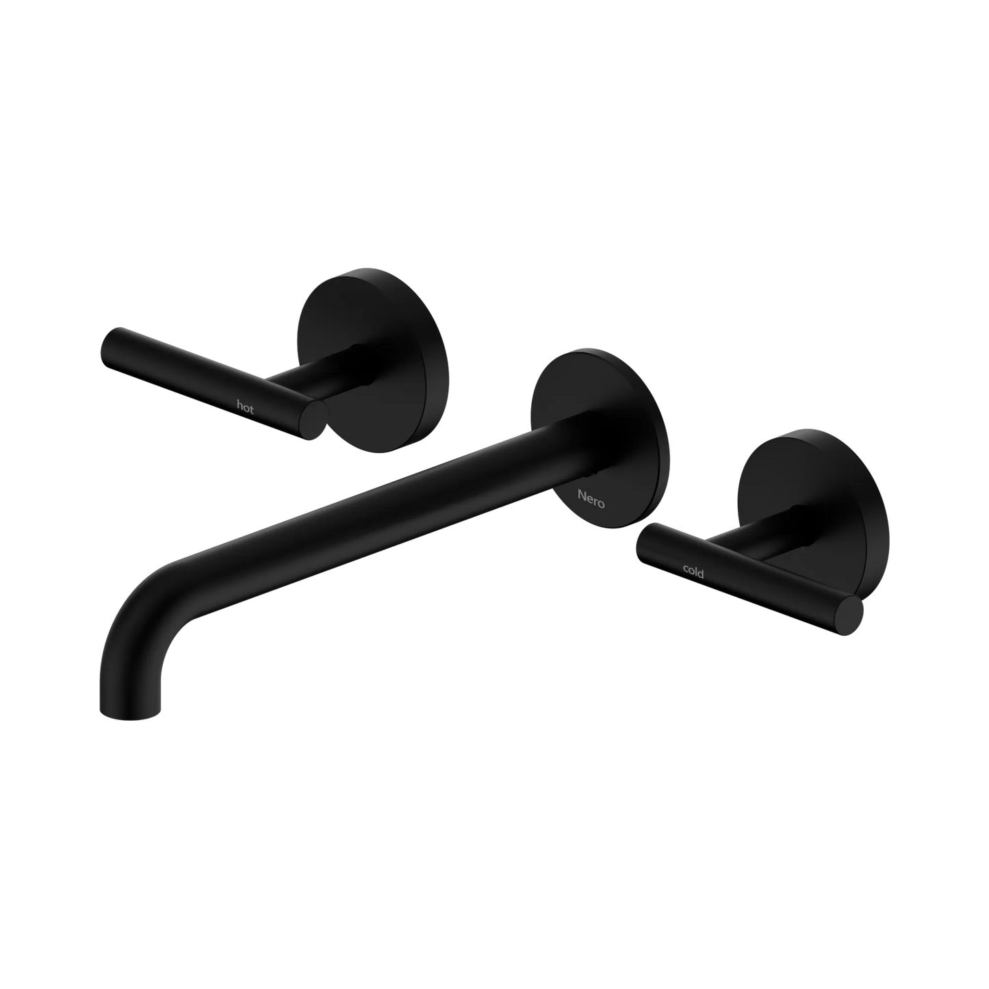 Mecca Lever Wall Basin/Bath Set 220mm Spout Matte Black