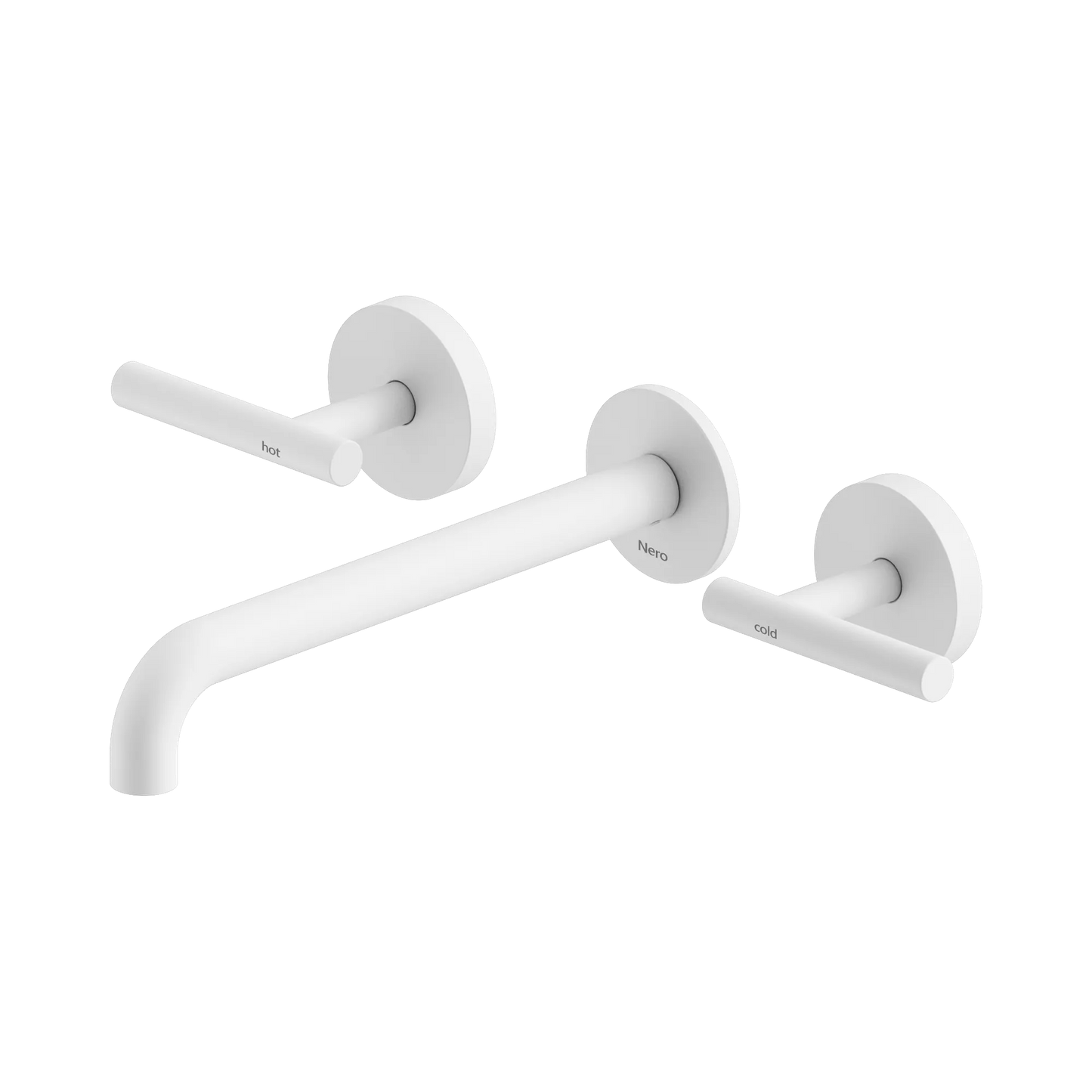 Mecca Lever Wall Basin/Bath Set 220mm Spout Matte White