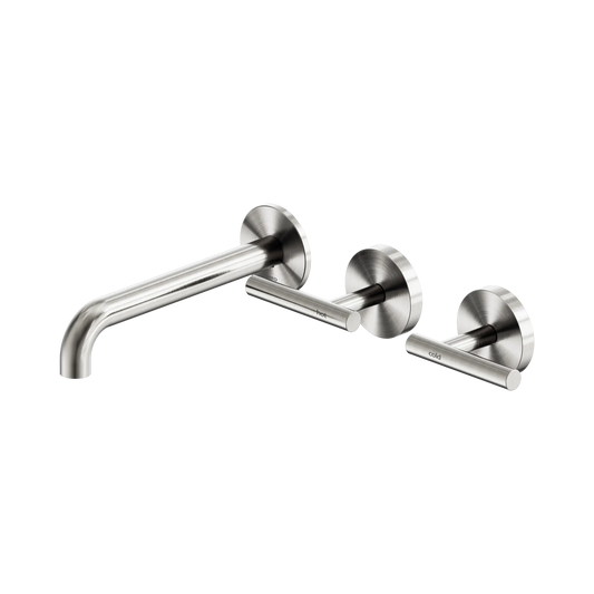 Mecca Lever Wall Basin/Bath Set 185mm Offset Spout Brushed Nickel