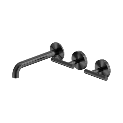 Mecca Lever Wall Basin/Bath Set 185mm Offset Spout Gun Metal