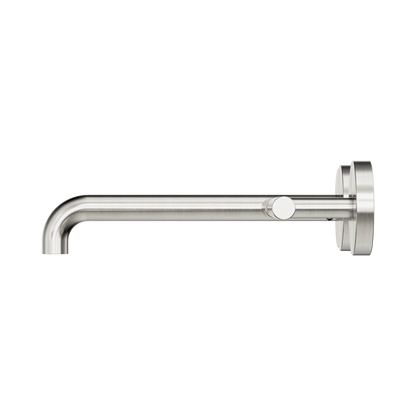 Nero Mecca Lever Wall Basin/Bath Set 220mm Offset Spout Brushed Nickel