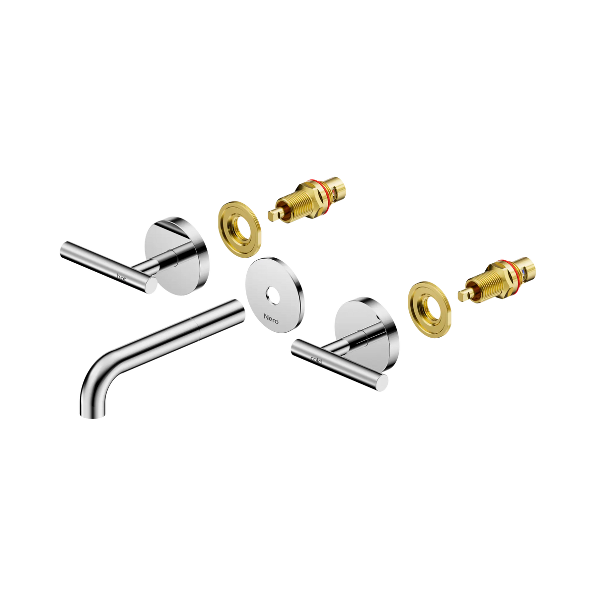 Nero Mecca Lever Wall Basin/Bath Set 160mm Spout Trim kits Only Chrome