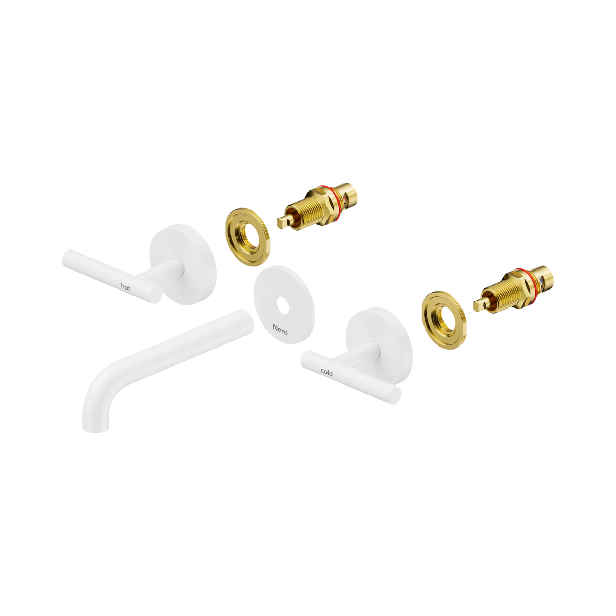 Nero Mecca Lever Wall Basin/Bath Set 160mm Spout Trim kits Only Matte White