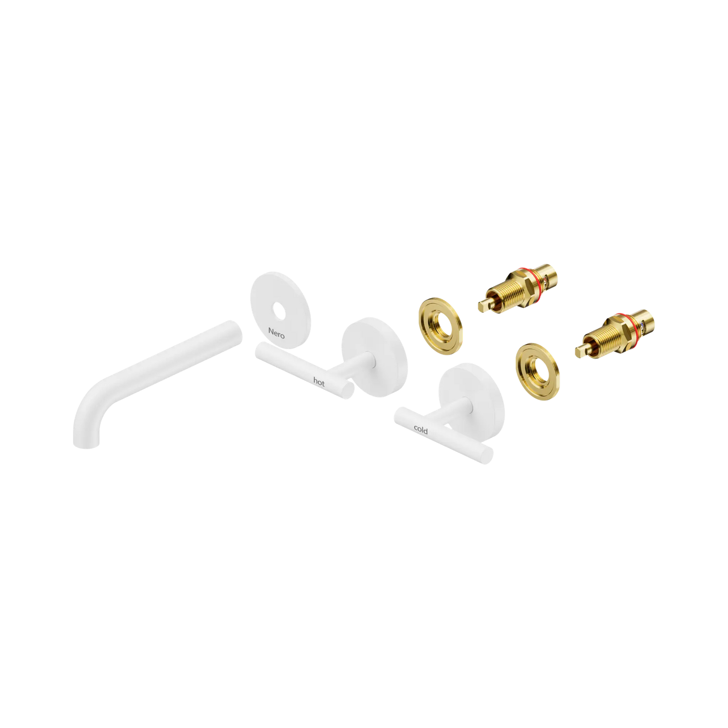 Nero Mecca Lever Wall Basin/Bath Set 160mm Spout Trim kits Only Matte White