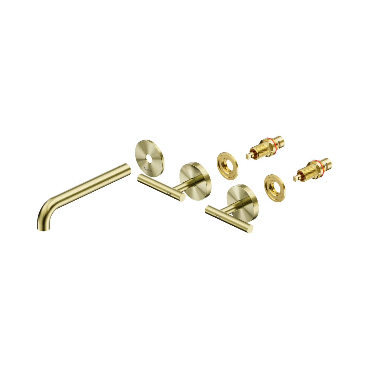 Nero Mecca Lever Wall Basin/Bath Set 185mm Spout Trim kits Only Brushed Gold