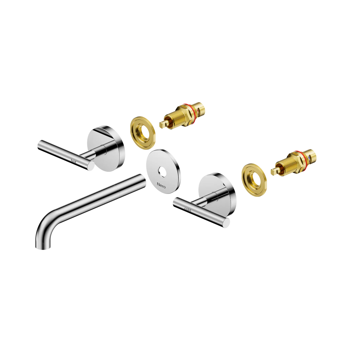 Nero Mecca Lever Wall Basin/Bath Set 185mm Spout Trim kits Only Chrome