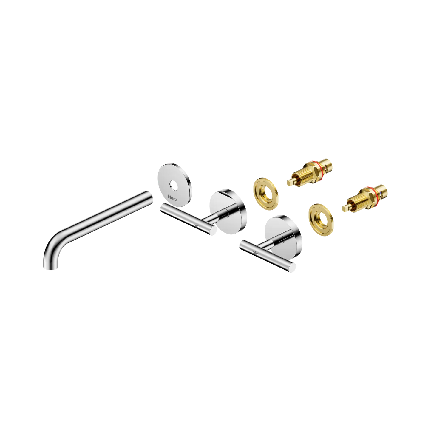 Nero Mecca Lever Wall Basin/Bath Set 185mm Spout Trim kits Only Chrome