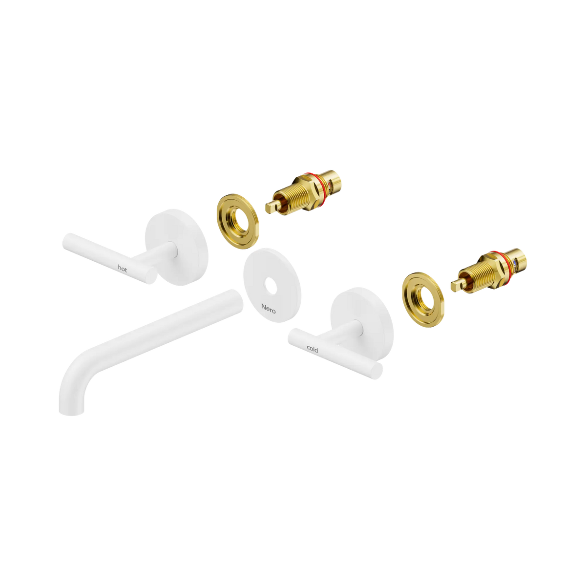 Nero Mecca Lever Wall Basin/Bath Set 185mm Spout Trim kits Only Matte White