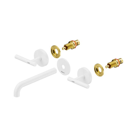 Mecca Lever Wall Basin/Bath Set 185mm Spout Trim kits Only Matte White