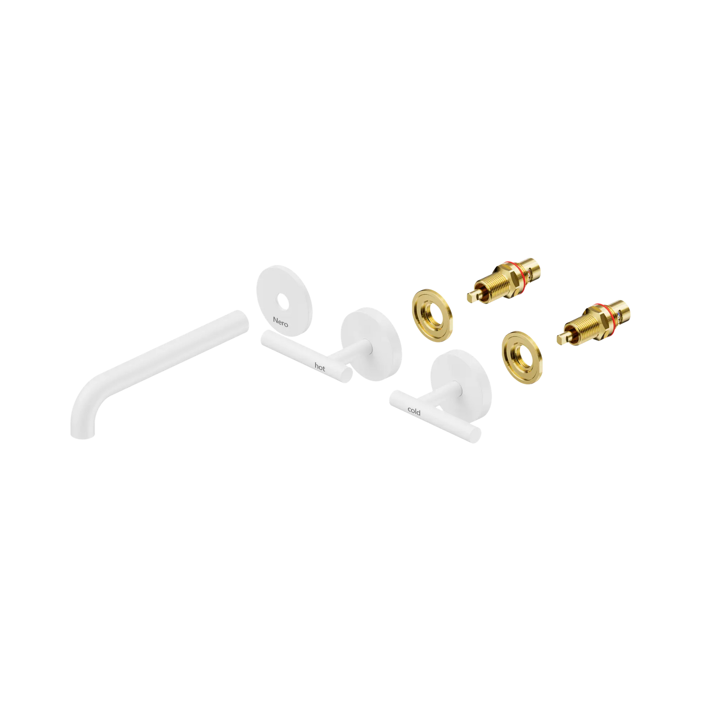 Nero Mecca Lever Wall Basin/Bath Set 185mm Spout Trim kits Only Matte White