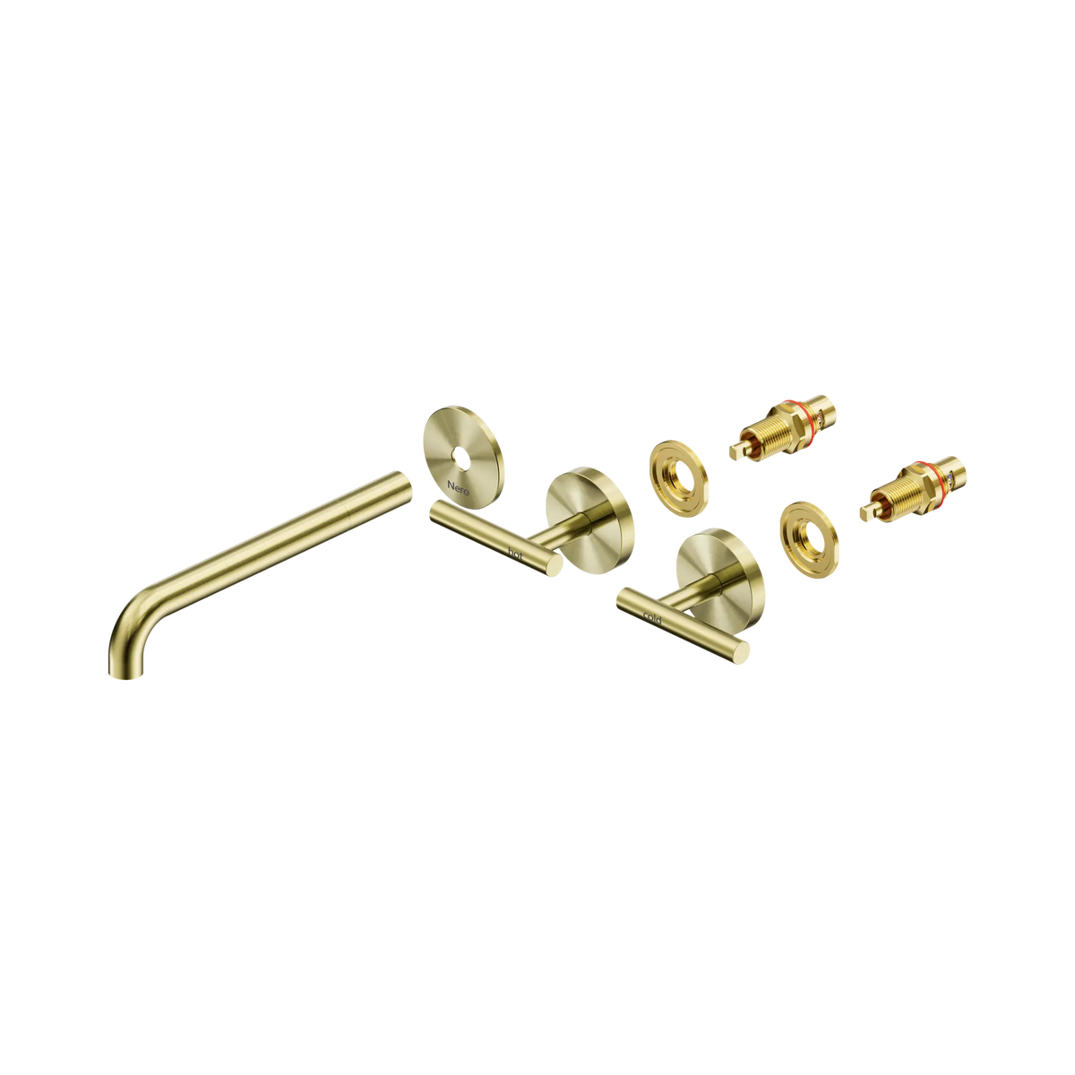 Nero Mecca Lever Wall Basin/Bath Set 220mm Spout Trim kits Only Brushed Gold