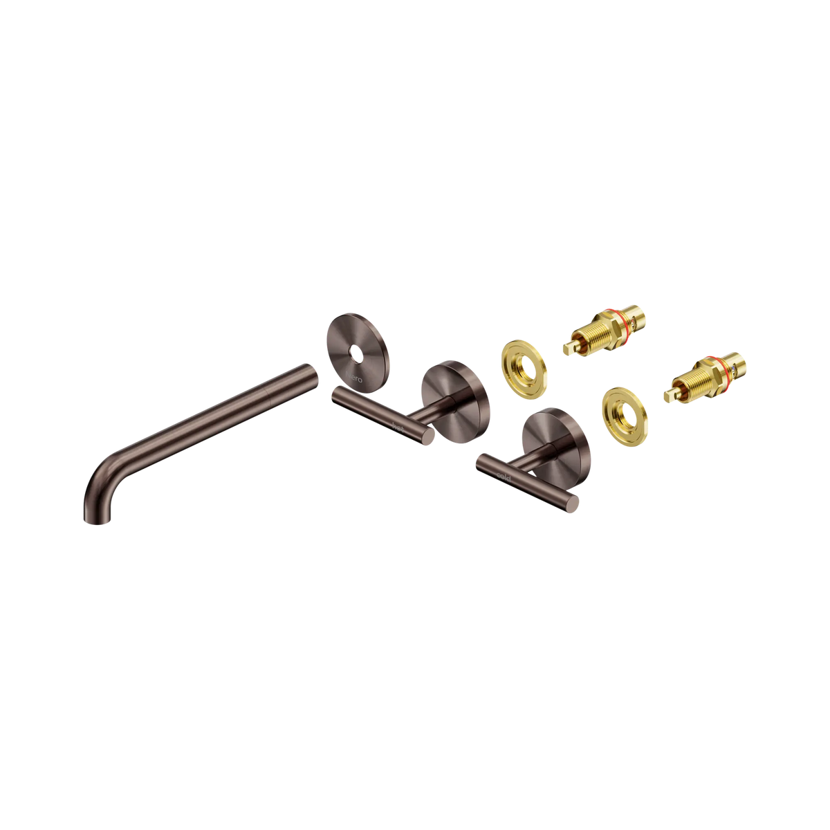 Nero Mecca Lever Wall Basin/Bath Set 220mm Spout Trim kits Only Brushed Bronze