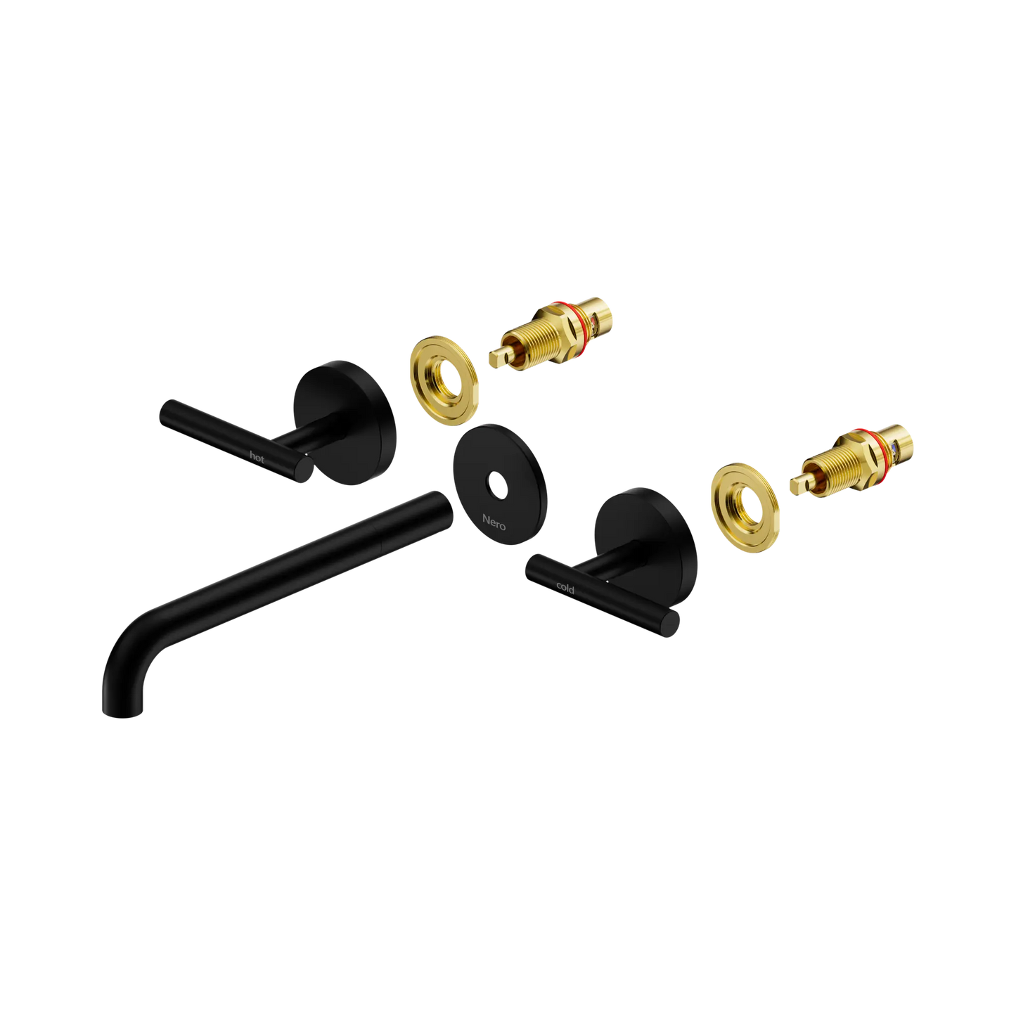 Mecca Lever Wall Basin/Bath Set 220mm Spout Trim kits Only Matte Black