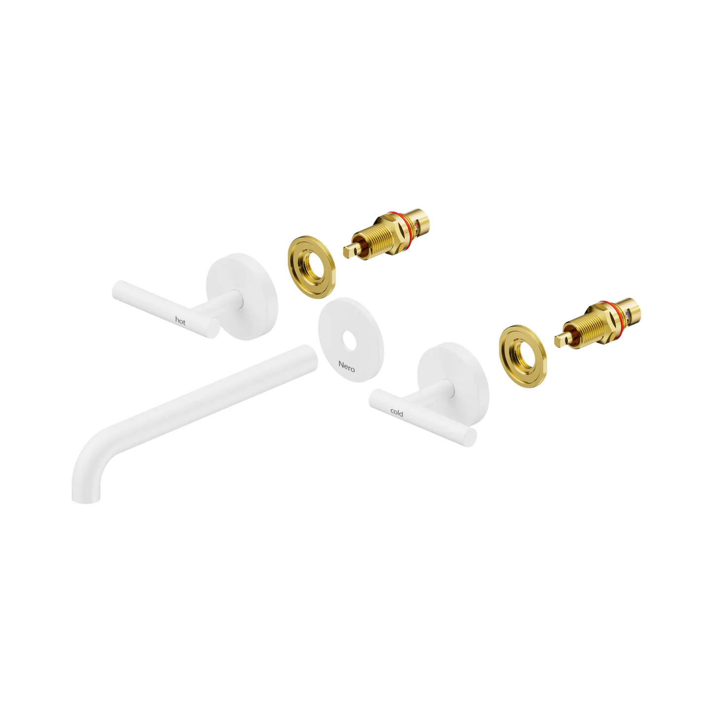 Mecca Lever Wall Basin/Bath Set 220mm Spout Trim kits Only Matte White