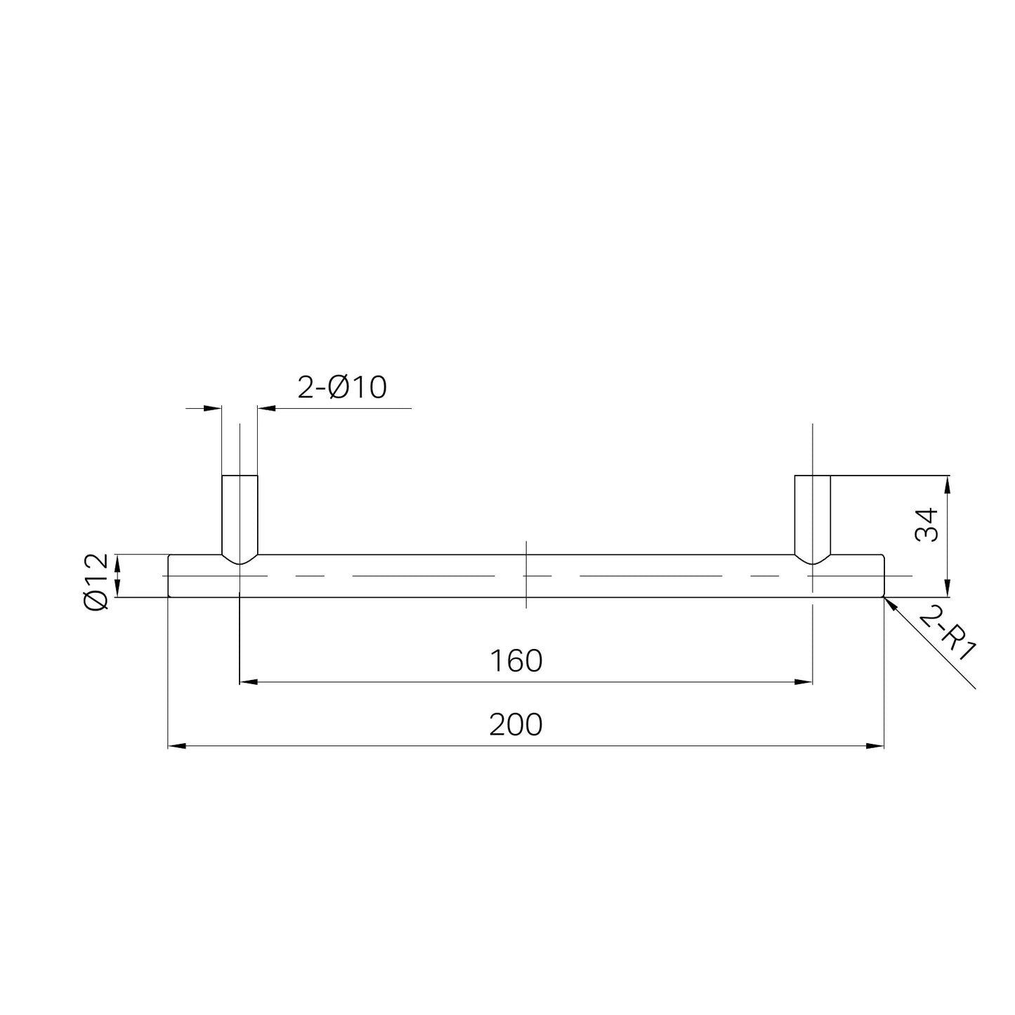 Mecca Pull Handle 200mm Gun Metal