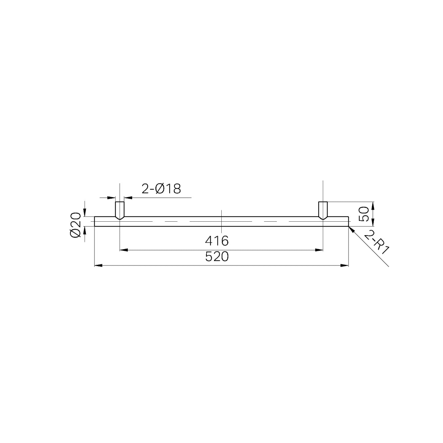 Mecca Appliance Pull 520mm Chrome