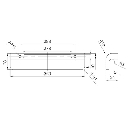 Bianca Pull Handle 360mm Brushed Nickel