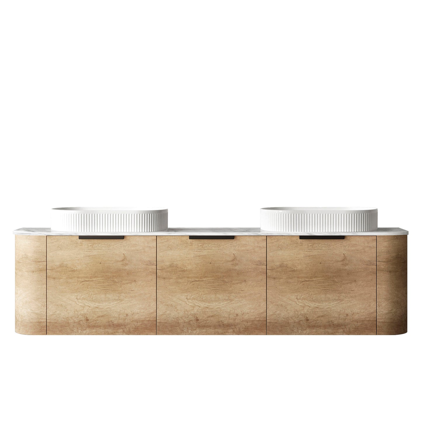 Bondi 1800mm Natural Oak Wall Hung Curve Cabinet Only