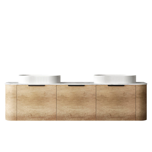 Bondi 1800mm Natural Oak Wall Hung Curve Cabinet Only