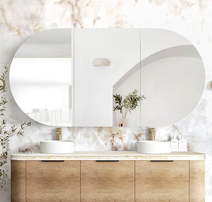 Bondi 1800mm Natural Oak Wall Hung Curve Cabinet Only