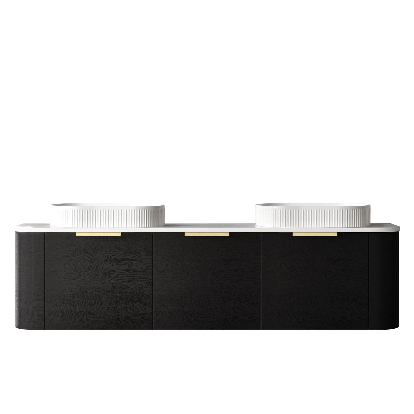 Bondi 1800mm Black Oak Wall Hung Curve Cabinet Only