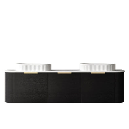 Bondi 1800mm Black Oak Wall Hung Curve Cabinet Only