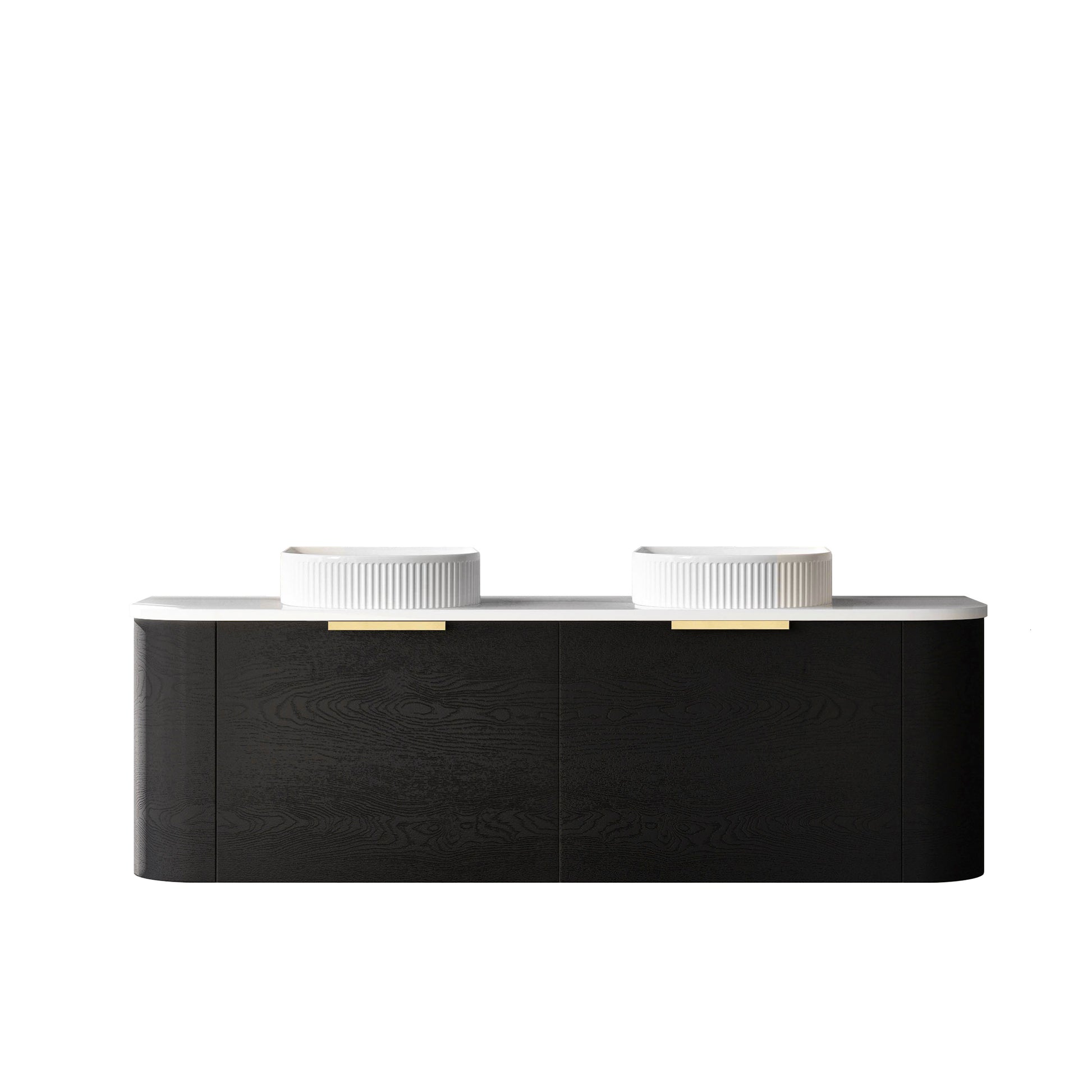 Bondi 1500mm Black Oak Wall Hung Curve Cabinet Only