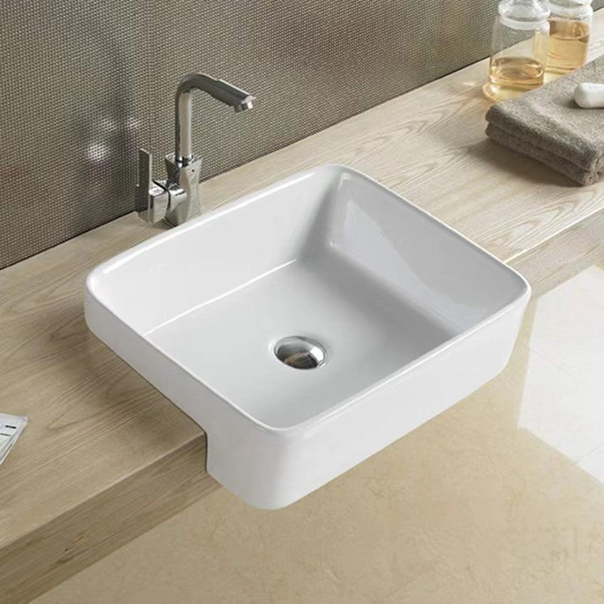 480mmx370mm  Semi Recess Basin - Gloss White
